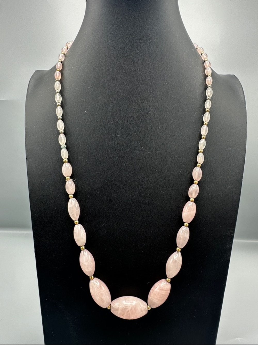 Genuine Polished Rose Quartz Gemstone Necklace